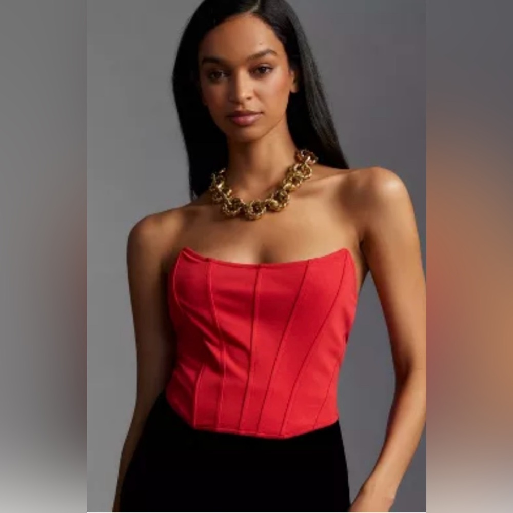 By Anthropologie Strapless Seamed Top